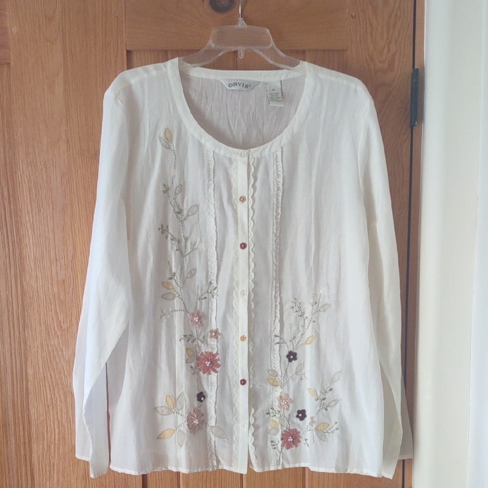 Beautiful Embroidered Silk Blend Blouse